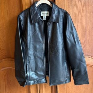 Vintage Eddie Bauer Black Leather Zip-Front Jacket